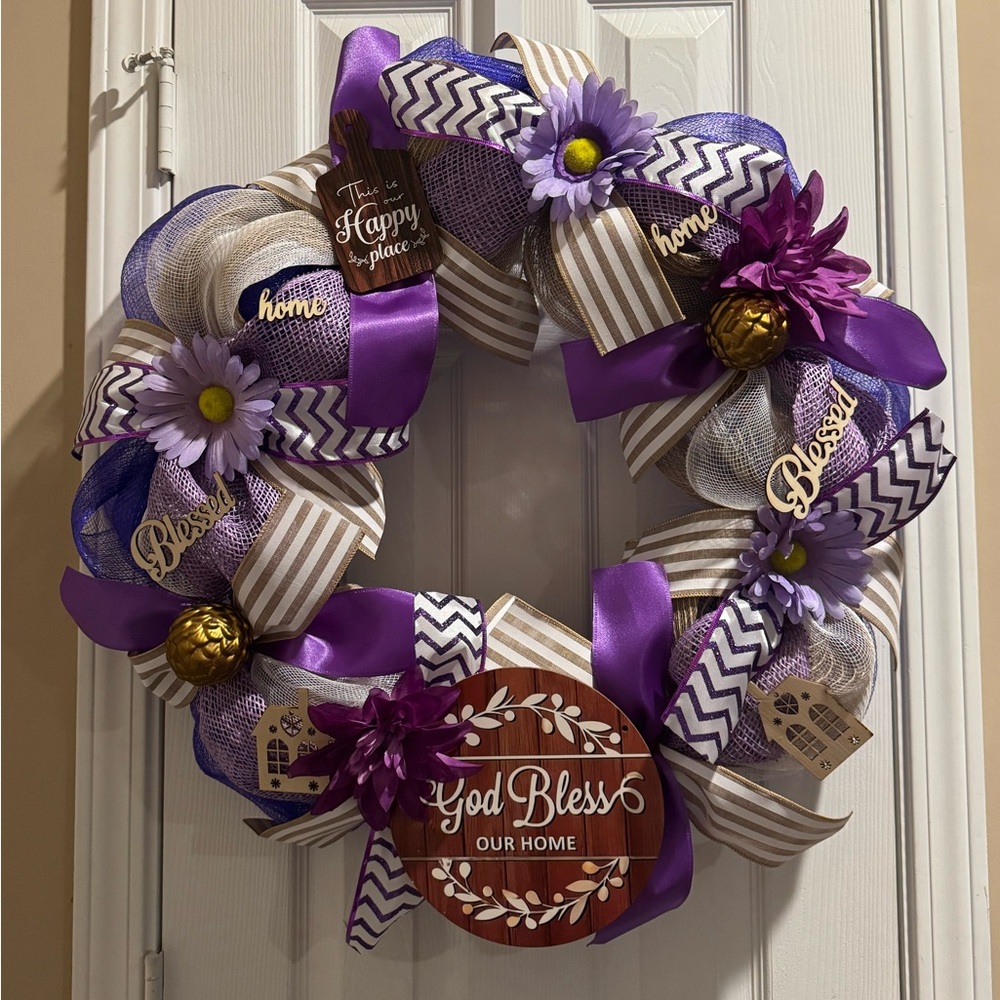 Purple and Gold Home Wreath